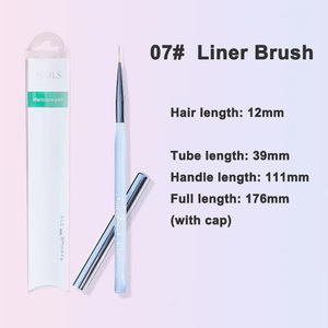 Clear Plastic Handle Nail Art Brushes Fine Nylon Liner Flower Petal Daisy Drawing Ombre Fan Blending Oval Flat Gel Brush <b>Set</b> - Product Image 6