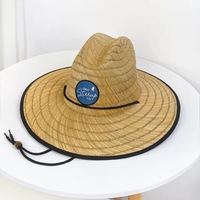 Chapeau de paille unisexe style sauveteur américain, sombrero, protection solaire pour l'été, chapeau de surf à large bord