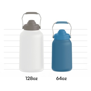 Bouteille d'eau isotherme en acier inoxydable à double paroi de 64 oz, écologique, avec logo personnalisé, couvercle à vis, facile à boire, pour le camping 12-24 - Product Image 5