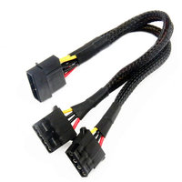 Kabel Ekstensi Daya IDE 4PIN Molex Male ke 2x Female Y Splitter Adapter 30cm Berlapis Hitam