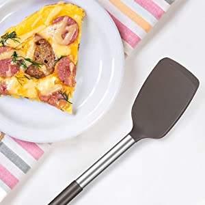 シリコンスパチュラ非スティック固体キッチンターナー高耐熱BPAフリークッキングスロッテッドスパチュラ2ピース/セット - Product Image 5