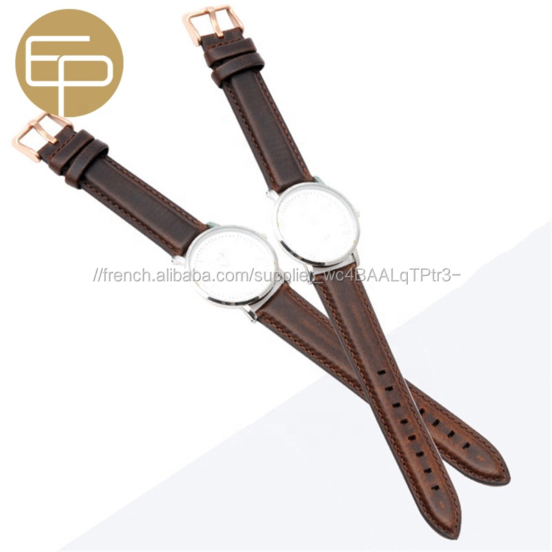 Bonne qualité Huile parfaite veau véritable bracelet de montre en cuir avec trous carrés