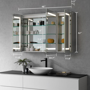 <span class=keywords><strong>Armoire</strong></span> de toilette intelligente LED moderne en acier inoxydable pour hôtel avec miroir et vasque, indice de protection IP44, garantie de 2 ans, solution pour projets - Product Image 4