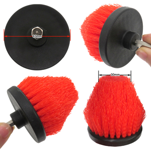 Brosses <span class=keywords><strong>de</strong></span> nettoyage coniques rouges <span class=keywords><strong>de</strong></span> 2,5 pouces, tige <span class=keywords><strong>de</strong></span> 6,35 mm, tête <span class=keywords><strong>de</strong></span> brosse électrique conique pour le nettoyage domestique et automobile - Product Image 4