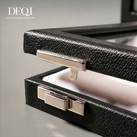 Boîte de rangement pour bijoux DEQI, couleur personnalisée, luxe noir et blanc, pour diamants, pierres précieuses, argent, or, avec fenêtre transparente