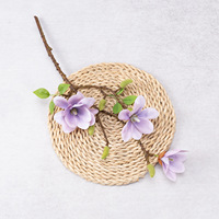 Fleurs artificielles en soie de pivoine, d'hibiscus et de magnolia à 3 têtes de style classique ; Décorations murales pour studio photo et mariages