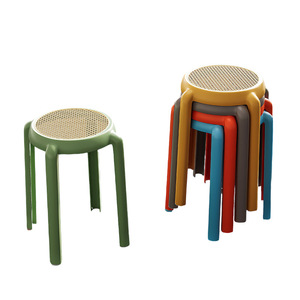 Tabouret en plastique de rotin de Style nordique épaissi empilable moderne Simple tabouret de Table à manger Restaurant Commercial siège à langer - Product Image 1