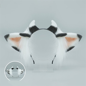 طوق رأس على شكل أذني البقر وقرون KC طوق رأس على شكل أذني حيوان من القطيفة - Product Image 2