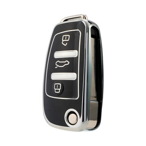 Thông Minh Key Fob trường hợp, TPU chìa khóa xe Bìa chủ phù hợp với Audi A3 A4 A6 Q7 S6 TT A4 A6 A8 Quattro 11- Series Bạc cạnh đầy đủ Bìa - Product Image 1