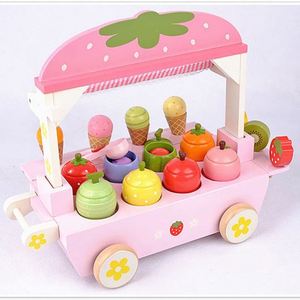 Juego de Juguetes de Cocina Educativos de Plástico y Madera, Camión de Helados de Frutas Simuladas, para Niños Mayores de 3 Años, Regalo de Cumpleaños - Product Image 1