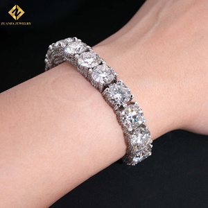Pulsera de tenis de moissanita de 10 mm con incrustaciones de lujo, plata 925, joyería hip hop, pasa la prueba del diamante - Product Image 1