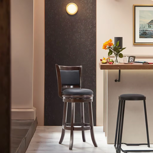 Bruine Premium Kwaliteit Barstoel 2 Stuks 29 Inch Houten Draaibare Barstoel met PVC Gedempte Zitting Bar- en Loungemeubilair - Product Image 2