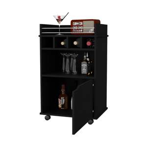 DB Black 1-Door Storage <b>Cart</b> Elegant <b>Bar</b> <b>Cart</b> Design - Product Image 5
