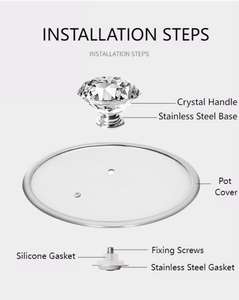 DiamondType Cristal Pot Couvercle Poignée Accessoires Universel Lait Poêle TopCap Verre Couvercle Santé Pot Anti-Brûlure <span class=keywords><strong>Bouton</strong></span> Poignée - Product Image 6
