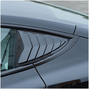 Tesla Model 3 Y Rear Quarter <b>Window</b> Carbon Fiber Louver Trim <b>Cover</b> Glossy Black ABS Material - Product Image 3