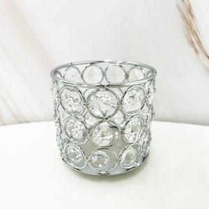 Portacandele in Cristallo per Tealight, Lanterne Decorative Oro e Argento, Vaso per Cosmetici, Portapenne per Decorazione da Tavolo - Product Image 3