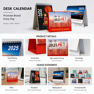 <span class=keywords><strong>Calendrier</strong></span> en papier personnalisable avec logo et photo, quotidien et mensuel, reliure agrafée ou spirale, cadeau de bureau, promotion, logo et photo personnalisables - Product Image 2