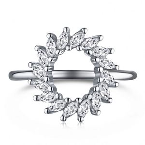 Anillos de boda de plata S925 Dylam con circonita cúbica, anillos de boda de plata con circonita cúbica al por mayor, anillos de boda de plata con circonita cúbica y piedra preciosa audaz con diseño de sol - Product Image 1