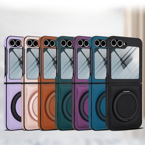 Funda Magnética de Cuero PU para Samsung Z Flip 7 6 5 4 3 con Anillo Metálico, Protector de Pantalla Frontal y Cubierta Trasera Antigolpes - Product Image 2