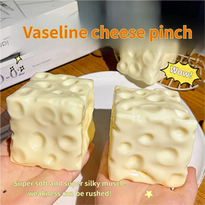 TPR Jumbo Cheese <b>Squishy</b> Toy Slow Rise Soft Plastic Funny Food Sensory Fidget Stress Relief Toy for Kids Adults Party Gift - Product Image 4