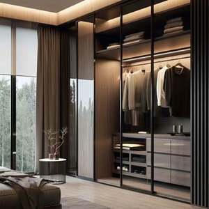 Armoire de chambre à coucher moderne, porte coulissante personnalisée, bois massif, dressing pour chambre à coucher, grand rangement, organisateur de meubles - Product Image 5