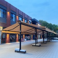Auvent rétractable double face autoportant, imperméable, pare-soleil extérieur en forme de T pour restaurant