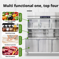 Congélateur commercial vertical multifonctionnel en acier inoxydable, sans givre, écoénergétique, avec vitrine de présentation pour restaurant
