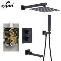 YIPIN Nouveau design coréen robinet de douche or dissimuler ensemble de douche 3 sorties salle de bain mat noir ensemble de douche thermostatique
