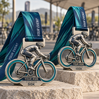 Médailles de compétition sportive personnalisées pour les cyclistes de 50K et 100K avec rubans d'événement personnalisés Fabricant de médailles OEM ODM