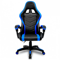 Chaise de jeu entièrement personnalisée avec rembourrage, pivotante à 135 degrés, en cuir écologique bleu, avec réglage de la hauteur et de l'inclinaison