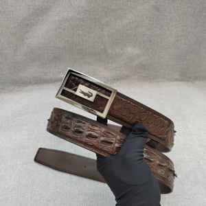 Ceinture homme en cuir de crocodile véritable 100% de la marque Man, boucle en acier, largeur 3,8 cm, longueur 105-125 cm, légère et durable - Product Image 3
