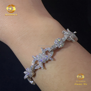 Hot Selling Bulk Stock Rapper Jewelry Iced Out Cross Design Moissanite Cuban Chain Hip Hop 925 Silver <strong>InfinIty</strong> Cuban <strong>Bracelet</strong> - Product Image 2