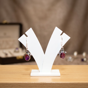Women's Amethyst 925 Sterling Silver Drop Earrings - Dainty Gemstone Fashion <b>Jewelry</b> Gift - Product Image 1