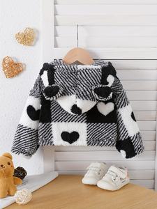 <span class=keywords><strong>Manteau</strong></span> en fourrure pour bébé fille, automne-hiver, avec fermeture éclair imprimée en forme de cœur, veste à capuche, vêtement d'extérieur chaud et épais - Product Image 2