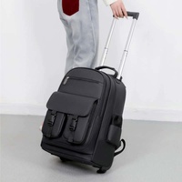 Sac à dos pour ordinateur portable à roulettes en PU imperméable grande capacité, vente directe d'usine 2024, sac à dos professionnel
