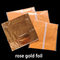 100 pièce/sac 14x14cm/feuille cuivre feuille d'or feuille d'argent/or rose pour manucures résines époxy, meubles et décoration de la maison