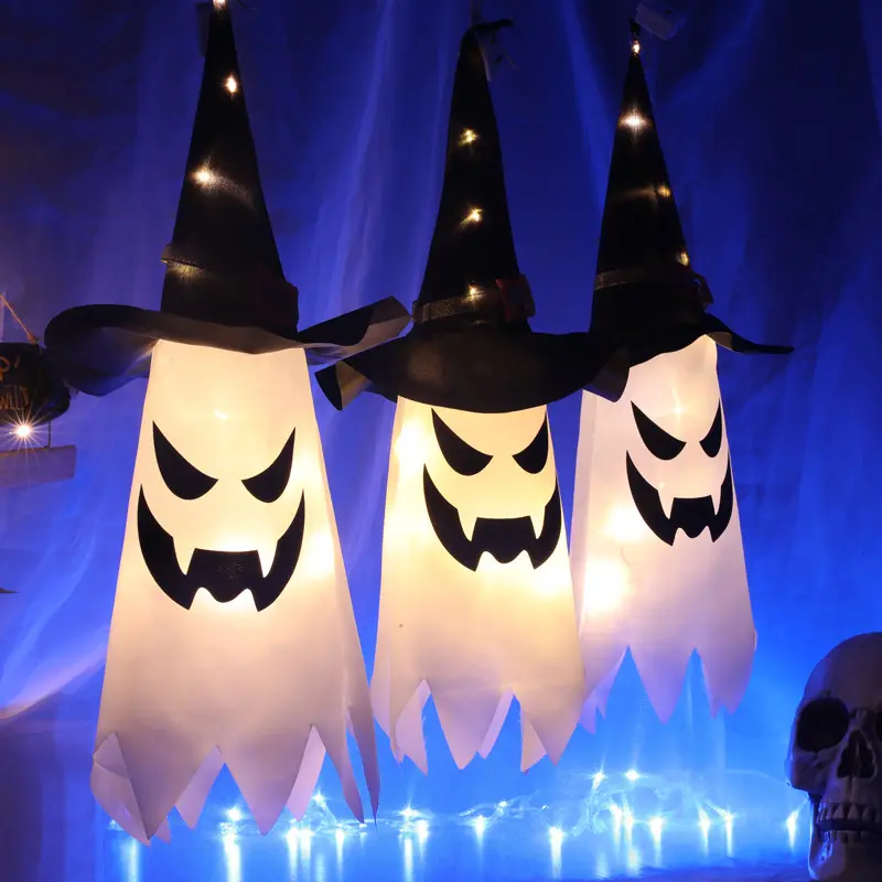 Halloween Đảng Dress up Glowing Wizard Hat Đèn Kinh Dị Đạo Cụ Trang Chủ Thanh Trang Trí LED Nhấp Nháy Ánh Sáng