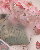 Invitations de mariage en papier vélin de qualité supérieure, personnalisées avec dorure à chaud, invitation de mariage en acrylique de luxe avec doublure d'enveloppe rose