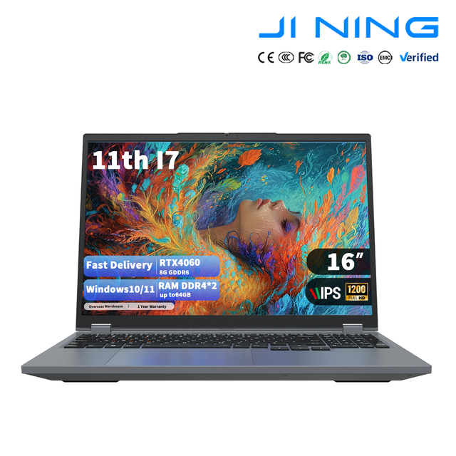 Laptop 16 Inch RTX 4060 8GB Gaming Intel Core I7 11370H 32GB DDR4 512GB 1TB SSD 144Hz IPS OEM RGB Backlit Keyboard Notebook PC