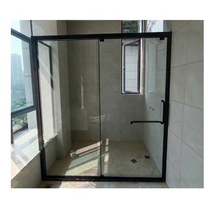 Cabina <span class=keywords><strong>Doccia</strong></span> di Lusso in Alluminio per Hotel e Ville, 72x84, Vetro Temperato, Combinazione Vasca e Porta Scorrevole - Product Image 1