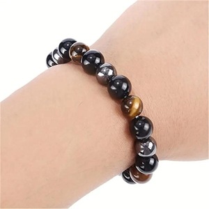 Người Đàn Ông Của Phụ Nữ Ba Bảo Vệ Vòng Đeo Tay Với Hematit Đen Onyx Tiger Eye Đá Vòng Đeo Tay Đồ Trang Sức Cho May Mắn Món Quà Thịnh Vượng - Product Image 5