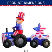 Décorations de Noël LED gonflables d'extérieur Uncle Sam conduisant un train, thème patriotique Fête de l'Indépendance, vente en gros directe usine