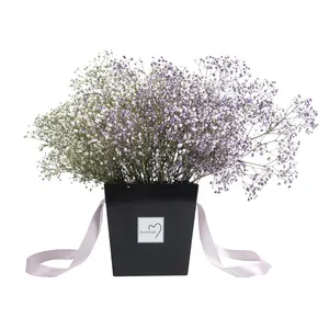 Luxe wikkelen bloem doos met deksel voor bloemen papier buis verpakking met touw handvat