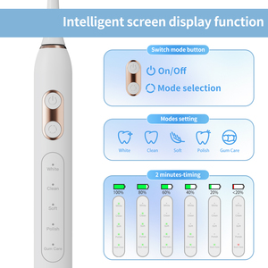Elettrodomestici per la cura orale portatile morbido spazzolino elettrico per adulti ricaricabile per la pulizia dei denti IPX7 sonico spazzolino da denti per i viaggi - Product Image 2