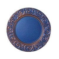 Hôtel restaurant sous assiette vaisselle bleu or noir événement mariage assiettes chargeur assiettes antique