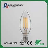 C35 led-lampe Dimmbare filament led-lampe C35 Warm Weiß Ultra Helle Led Kerze Licht 4W Glas Gehäuse Birne