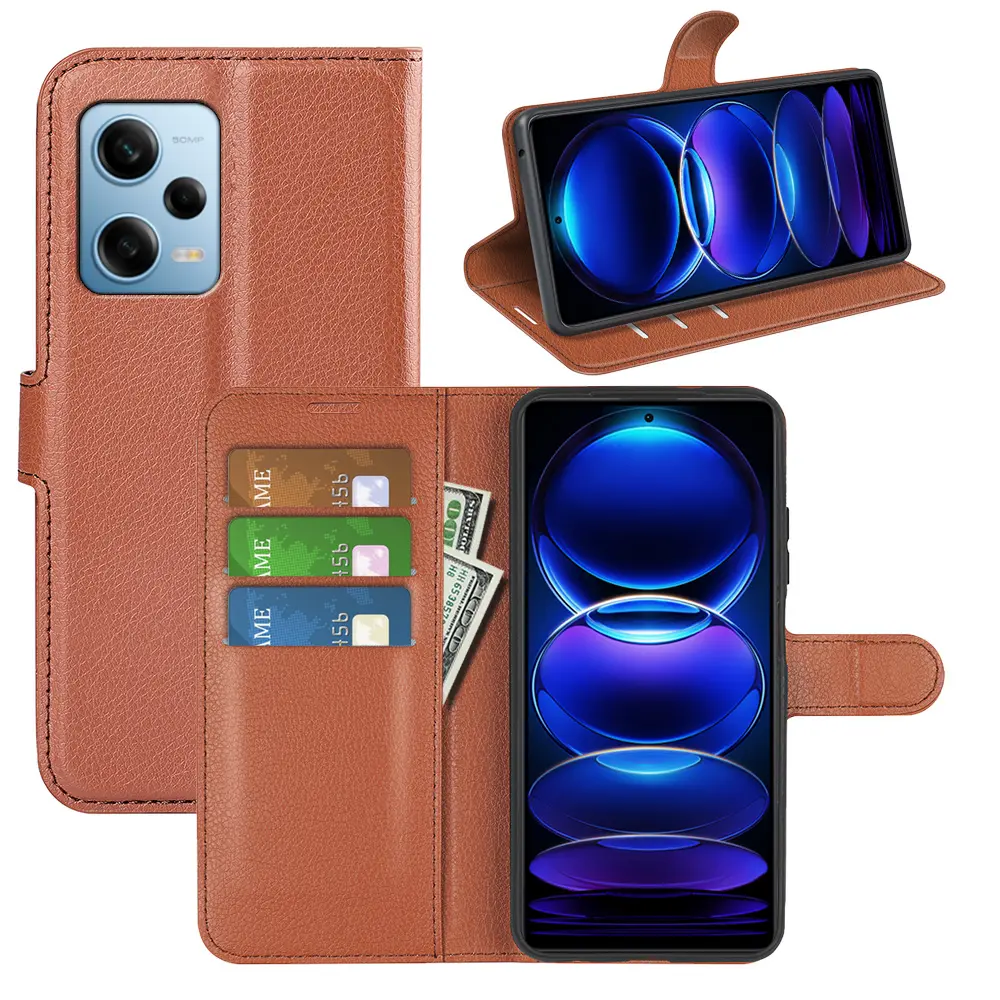 Wholesale Litchi PU Leather Wallet Flip Card Slot Mobile Phone Case For Xiaomi Redmi 10A 10C A1 Plus 12C K60 Back Cover