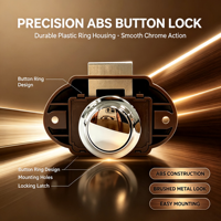 Loquet à bouton-poussoir ABS, finition chrome brossé, montage facile pour porte d'armoire de camping-car, anneau en plastique marron