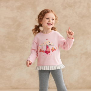 Maglietta a Maniche Lunghe Personalizzabile per Ragazze con Stampa 'Ti Amo tanto' Decorazione in Pizzo Cartoonesca Abbigliamento Casual Carino - Product Image 2