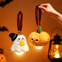 Porte-clés en peluche veilleuse d'Halloween, mignon, motifs citrouille, fantôme, chauve-souris, chapeau de sorcier, pendentif de sac, mini poupée en peluche, cadeau de fête, pour la fête des trucs ou des fripes